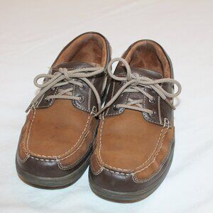 Florsheim mens brown leather loafers sz 9 business casual shoes lace tie slip on